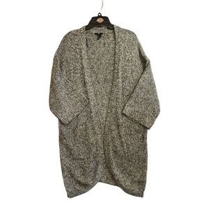 H&M Womens Grey Knit Long Open Cardigan Sweater Size Large